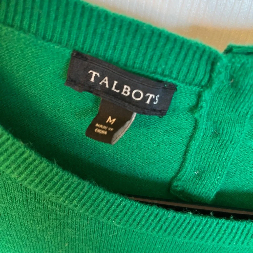 Talbots Green Knit Sweater‎ Bell Sleeves Back Button | Size M